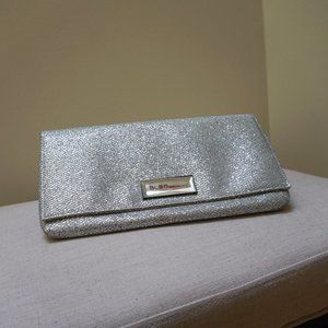 EUC Beautiful Silver Glitter BCBG Envelope Clutch